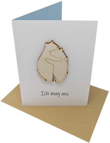Woodland Mail Besondere Grußkarte, Valentinstagskarte, Liebeskarte mit Holzbären