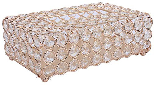 Dekorative Kristall Tissue Box, Rechteckige Tisch Taschentuchhalter Abdeckung Komestikbox Taschentuchbox Kosmetiktücherboxen Wohnzimmer Esszimmer Büro Arbeitsplatte Auto Schreibtisch Dekoration Gold