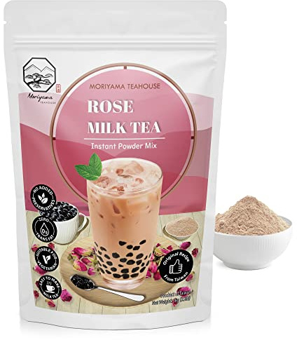 Rose Bubble Milk Tea Instant 3in1 Powder Mix - 1kg (33 Drinks) | For Boba Tea, Milkshake, Blended Frappe and Bakery | Authentic Taiwan Recipe | 0 Trans Fat, No Preservatives by Moriyama Teahouse