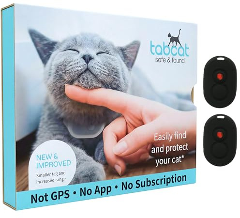 Tabcat V2 Cat & Kitten Tracker - No Monthly Subscription Fee | 2 Lightweight Homing Tags, Cases & Tracking Handset | More Accurate Than GPS | Track 2 Cats Indoors & Outdoors to 1 & 500 ft Range