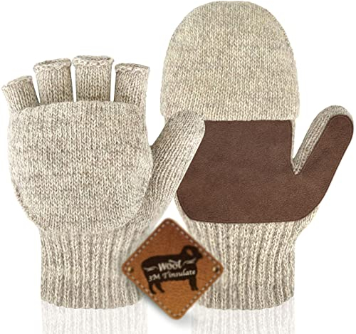 Migliore Wear Winterhandschuhe Herren Damen, Fleece Fingerhandschuhe, Rutschfester Griff & Touchscreen Thermohandschuhe, Warme Wollhandschuhe Fingerlose für Radfahren Angeln