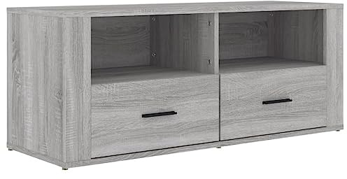 vidaXL TV Cabinet Living Room Furniture Sideboard Entertainment Centre TV Unit Stand Hifi Cabinet Grey Sonoma 100x35x40 cm Engineered Wood