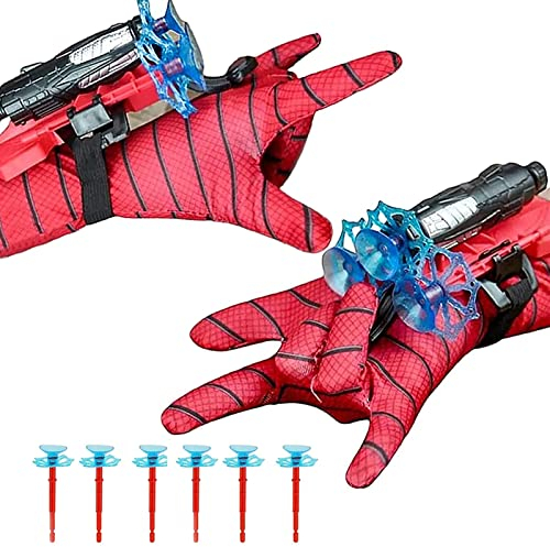 XINCHEN Held Launcher 2 Sets Launcher-Handschuhe Spider Launcher Handschuhe Spinne Shooter Handschuhe Cosplay Handschuh Lustiges Lernspielzeug für Kinder (Blue)