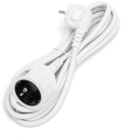 Cable alargador 3G, 1,5 ㎟, 3 m, Color Blanco – Ideal para Extender Conexiones eléctricas en Interiores y Exteriores.