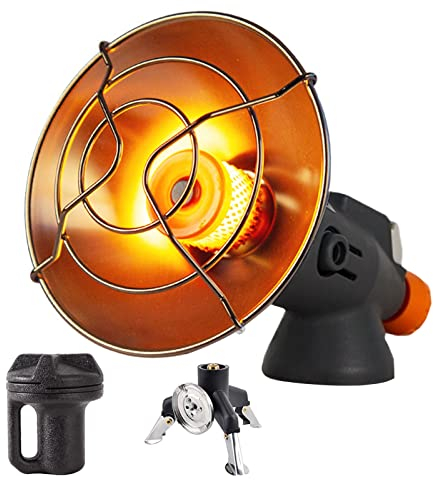 Aeveot Estufa de Gas Butano Camping Mini Calefactor Radiante Portátil Calefacción Calentador en Invierno para Tienda Pescar Senderismo, Acero Inoxidable, Temperatura Ajustable