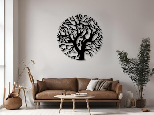 VAILLA Albero della Vita da Parete Quadri Moderni – Legno 3D Ingresso Casa | Legno MDF 6 mm, Tagliato al Laser, Albero della Vita, 5 Misure, Nero Argento Oro, personalizzabile, Soggiorno Cucina