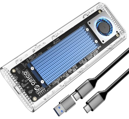 ORICO Case SSD M.2 NVMe 40Gbps, Adattatore SSD M2 NVMe USB Con Ventilatore Incorporato, Esterno Enclosure per M-Key SSD 2230/2242/2260/2280, Compatibile Thunderbolt 3/4 USB 3.2/3.1/3.0, TCM2-U4-BL