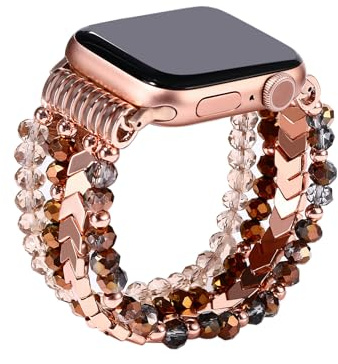 JewelryWe Damsmycken, pärlarmband, ersättningsarmband kompatibelt med Apple Watch 38 mm, 40 mm, 41 mm, 42 mm, 44 mm, 45 mm, armband för Apple Watch SE/iWatch Series 7/6/5/4/3/2/1, berlockarmband