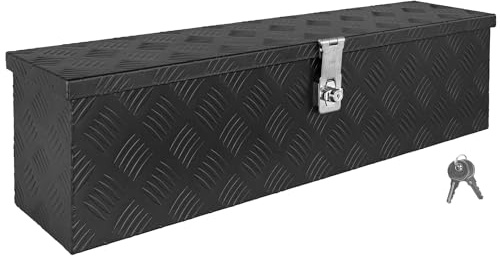 Trucky Caja de Barra de Tiro Negro Caja de Herramientas Caja de Camión Caja de Aluminio Caja de Remolque con Tapa Bloqueable Caja de Transporte D035