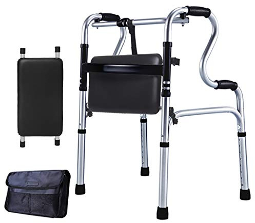 Gehgestell aus Aluminium, zusammenklappbar, leicht, Gehhilfe, mit Sitz und Tasche