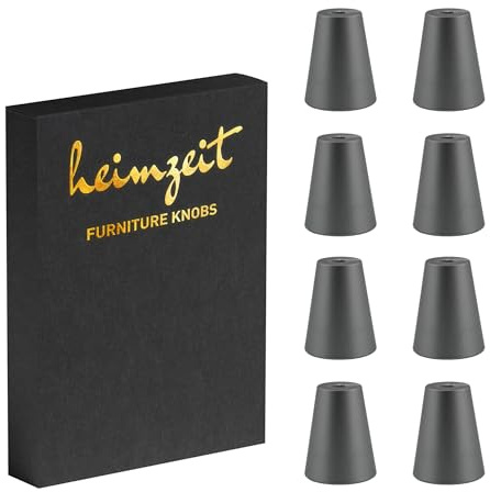 heimzeit Skåpknoppar Cone för Dörrar, Lådor och Byråer av Högkvalitativ Aluminium [8 Stycken, Rund] Färg: Grå, Stilren Design, Möbelknoppar med ett hål Handtag och Skruvar