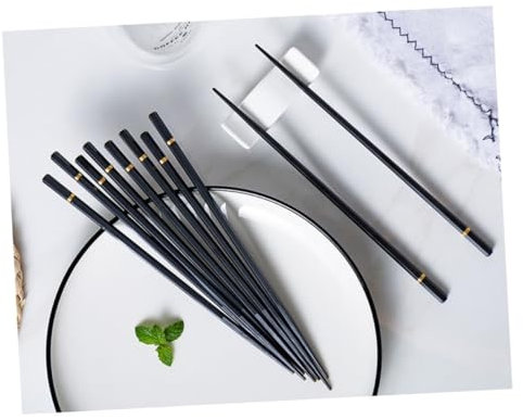 FUNOMOCYA Baguettes à Tête Pointue 5 Couples En Alliage Anti-brûlure Maison Asiatique Réutilisables