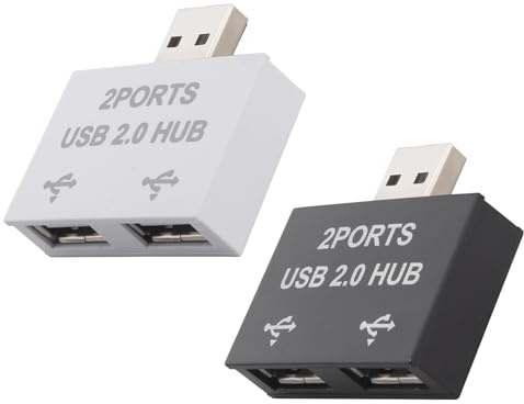 Leehitech 2 Stück USB 2.0 Splitter Mini Hub, 1 auf 2 Ports USB Verteiler