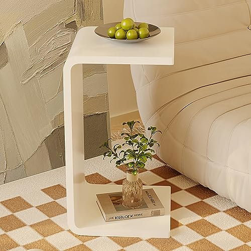 Couchtisch aus transparentem Acryl, U-förmiger Beistelltisch, moderner Mehrzweck-Beistelltisch für Wohnzimmer, kleine Räume, Badezimmer, Schlafzimmer und Büro (Farbe: Reinweiß, Größe: 30 x 30 x 60 cm)