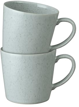 Denby - Teal Speckle Set of 2 Mugs - Large 400ml Capacity Coffee Cups - Dishwasher, Microwave Safe & Oven Proof for Home & Office - Chip Resistant Green Glazed, Everyday Chip Resistant Stoneware