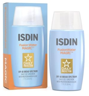 ISDIN Fusion Water MAGIC SPF 40 (1.7 Fl Oz) | Ultralight Sunscreen For Face with Hyaluronic Acid and Vitamin E | Broad Spectrum | Daily Use