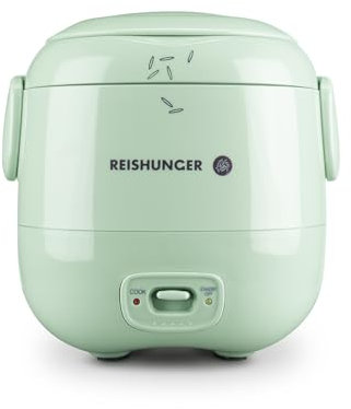 REISHUNGER Mini Reiskocher, salbeigrün | 0,3 L - 1-2 Portionen | hochwertige Keramikbeschichtung - Premium Topf | Handliche Größe für kleine Haushalte und unterwegs