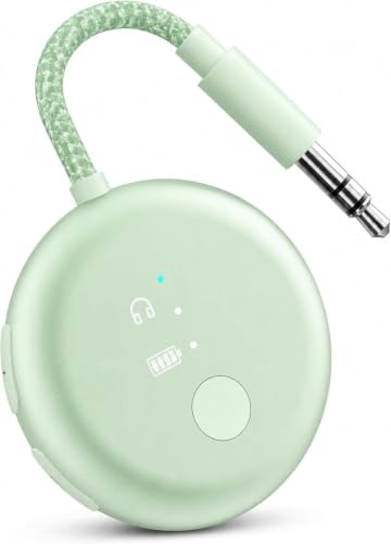 Avantree SoundJet R1 - Bluetooth-Adapter fürs Flugzeug in Grün | Qualcomm aptX Adaptive und HD, Verbindung für zwei Kopfhörer, 25 Std. Akku sowie Einzel- und Doppelstecker - Grün