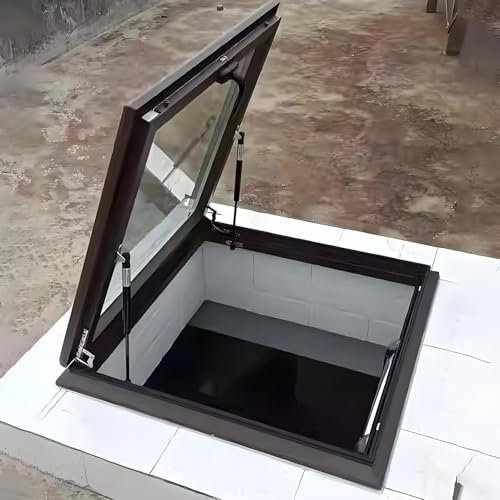 Skylight House Roof Window, Sun Room Roof Skylights, Manual Venting Multi-Angle Roof Viewing Window, Aluminum Alloy Frame, Double-layer Tempered Glass for Attic/Sun Room(LxW 95x85cm/37.4x33.5in)