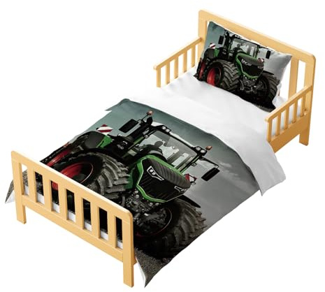 CXYXHW Traktor Kinder Bettwäsche-Set 2 teilig,120x150cm Einzel bettbezug Set mit 1 Kissenbezug,3D Drucken Cartoon-Stil Bettwäsche mit Reißverschluss. (Traktor B, 120x150cm)
