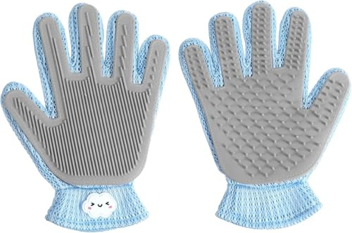 Natunofu Pet Hair Remover Glove for Dogs & Cats,2-in-1 Massage Grooming Tool, Efficient Deshedding Brush with Soft Spikes, Gentle Fur Removal and Cleaning Glove for Shedding Control