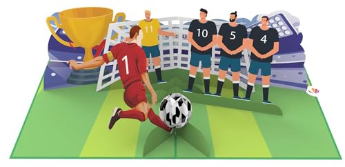 LIMAH® Pop-Up Karte Fussball - 3D Fussbalkarte zum Geburtstag, Turnier, Sieg, Vatertag oder als Geschenk - Glückwunschkarte für Fussballfans, Mann, Frau Kinder und Verein