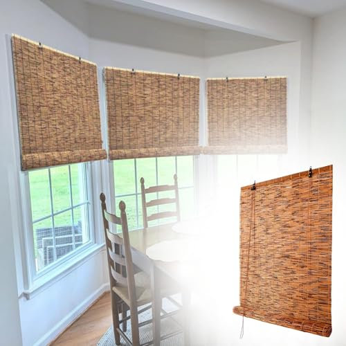 Tenda A Rullo in bambù Naturale, Tende Avvolgibili in Canna for Patio, Tenda da Sole in Bamboo, Tapparelle in Reed for Finestre Interne, 50 70 80 90 100 120 130 140 150 Cm(130x210CM/51x82IN)