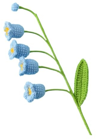 PJQUEKAIPJ Quasi Naturale 1 Mazzo di Orchidee a Forma di Campana all'Uncinetto, Fiori Finti creativi, Decorazioni for Ufficio e casa, Regalo Fiori Artificiali(Blue-1)