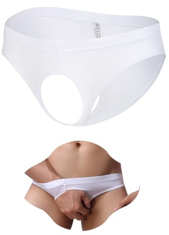 sunshinelady string tanga män sexig trosa fram öppen kalsonger män stora storlekar issilke underkläder låg midja sissy underkläder män sexiga underkläder trosor män stringunderkläder, Vit, XL