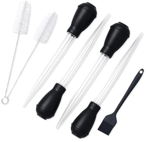 7 PCS Turkey Baster, Baster for Cooking, Turkey Oil Dropper Pump Set, Easy to Use for Basting Meats, Marinating Large Cuts, Precise Liquid Measurement for Recipes