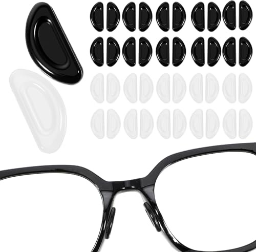 20 Paar Silikon Brillen Nasenpads Selbstklebend Anti Rutsch Weiche Nasenpads mit Klebriger Rückseite Brillezubehör für Vollrahmen Brillen Schutzbrille Sonnenbrillen