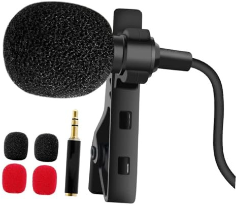 Levemolo Microphone Metal Lavalier Clip-on 3.5mm for Omnidirectional Carry with Easy to Design, Plastic Construction and Smartphones and Cameras for Video Recording and Webcast