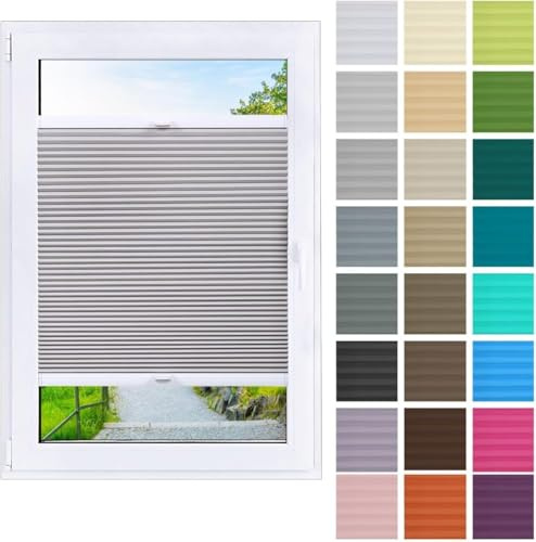 DECOOR Plissee nach Maß ohne Bohren Breite 120-160 cm Höhe 120-219 cm Plisseerollo mit Klemmträger 31 Farben & 9 Profilfarben 6 Stofftypen für Sichtschutz Thermo &Verdunklung