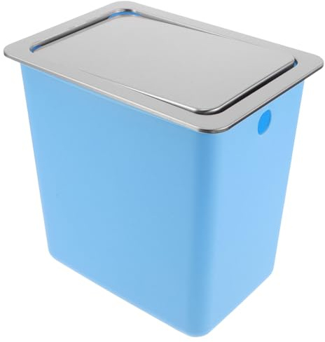 Lurrose Pattumiera da Incasso per Bancone con Coperchio a Bilico in Acciaio 430 Cestino da Tavolo Compatto Sigilla Odori per Cucina Bagno Ufficio e Ristoranti