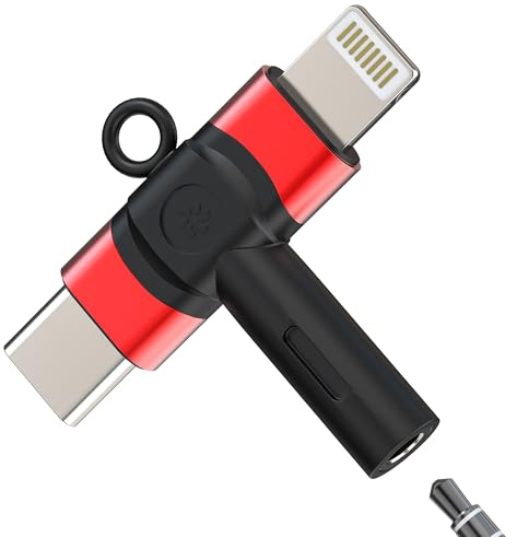 Lightning to 3.5mm Headphone Jack Adapter(2in1)USB C for iPhone 17 16 15 14 Pro Max for Apple Audio Compatible with Samsung Type C Digital Earphone AUX for iPad Microphone Adaptor Auxiliary Converter