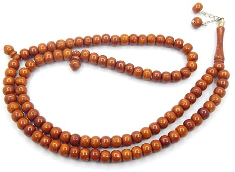 Perlin bönehalsband islam 99 Tasbih muslimskt harts mala muslimska bönpärlor tespih Misbaha koran bön pärlarmband böntillbehör för kvinnor män gåva, Klein, Harts, Ingen ädelsten