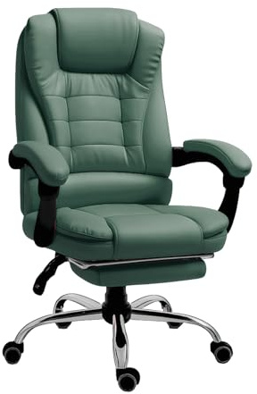 RMF Sedia Ufficio Ergonomica Professionale Reclinabile, Sedia Scrivania Seduta Comoda e Rilassante con Poggiapiedi - Poltrona Relax con Ruote Girevoli Altezza Regolabile (Verde)