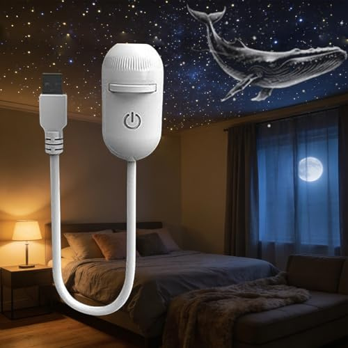 WEYFHNK Galaxy Night Light Projector,2-in-1 Galaxy Projector Films,360° Adjustable USB Starry Sky Night Light Projector with Adjustable Brightness for Car and Bedroom (10 Projection Films)