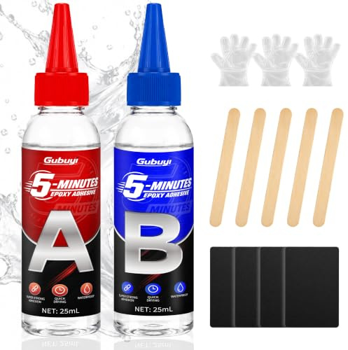 5 Minutes Colle Epoxy, Colle Epoxy Bi-composant | 125ml*2 Résine Époxy Transparente à 2 Composants, Résistante à la Chaleur, pour Métal, Verre, Céramique autres Matériaux