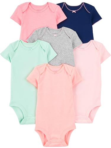 Simple Joys by Carter's Baby-flicka spädbarn och småbarn bodysuits (6-pack), Flerfärgad/enhetliga färger, 0 Månad