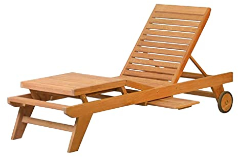 Kai Wiechmann Teak Gartenliege modern wetterfest mit Rollen Premium