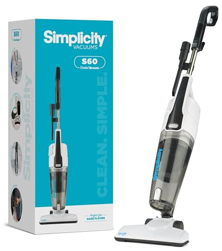 Simplicity Vacuums Corded Stick Vacuum Cleaner - Bagless, Two Speeds, HEPA Filter, Ideal for Hardwood & Tile, S60 Spiffy