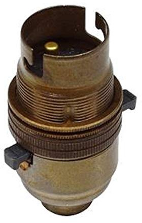 K M Electronics Antique Brass Switched Lamp Light Bulb Holder BC Bayonet Cap 1/2 Screw Thread