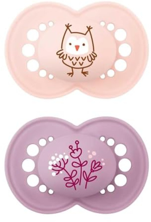 Mam Original Skinsoft Silikonschnuller im 2er-Set mit Schnulleretui, 6-16 Monate, Rosa und Orange, verschiedene Modelle, 1 Stück