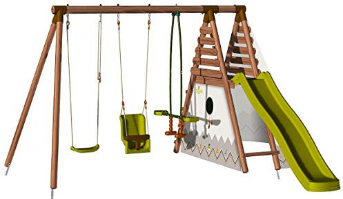 Soulet Station en Bois avec portique, tipi et Toboggan - Camélia