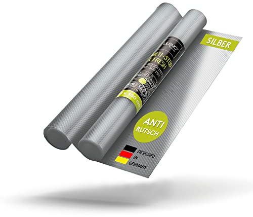 LILENO HOME Schubladenmatte 50x150 cm (Silber) 2er Set - Antirutschmatte Schubladen als Schubladeneinlage für Kühlschrank - Schublade Einlagen zuschneidbar als Antirutschmatten Küche