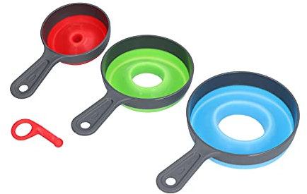 Imbuto per inscatolamento da cucina 3 pezzi, imbuto per alimenti in silicone pieghevole Imbuto a bocca larga per barattoli di vetro, caffè, liquidi, marmellata e spezie