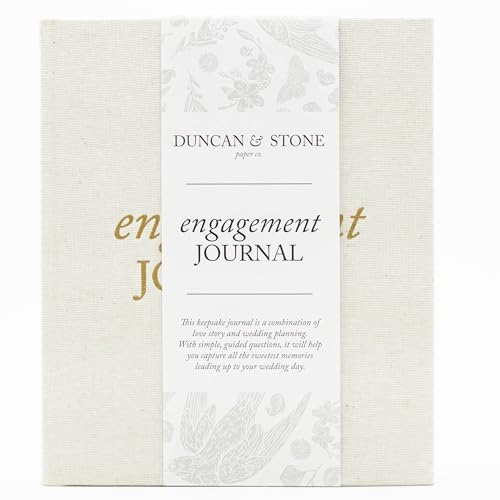 Engagement Journal for Couple - Wedding Journal For Bride To Be w/Prompts, Photos & More - Unique Couples Engagement Scrapbook (Ivory, 69-Pages)