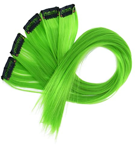 CAISHA 5er 60cm Clip in Extension Haarverlängerung Haarteil Hellgrün BST119