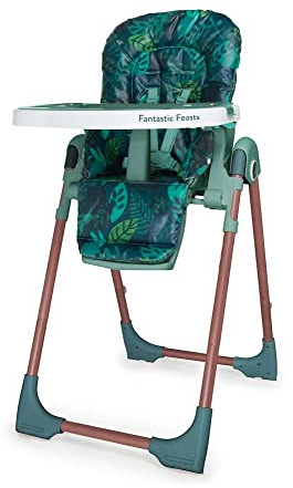 Cosatto Noodle 0+ Highchair | from Birth Reclining Cradle – Height Adjustable Feeding Seat | Compact Fold – Easy Clean Washable Pads & Two‑Part Tray (Midnight Jungle)